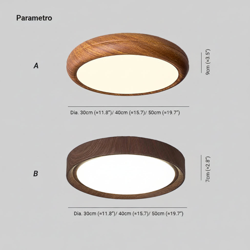 Plafoniera Rotonda Moderna Effetto Legno | Rovereluce