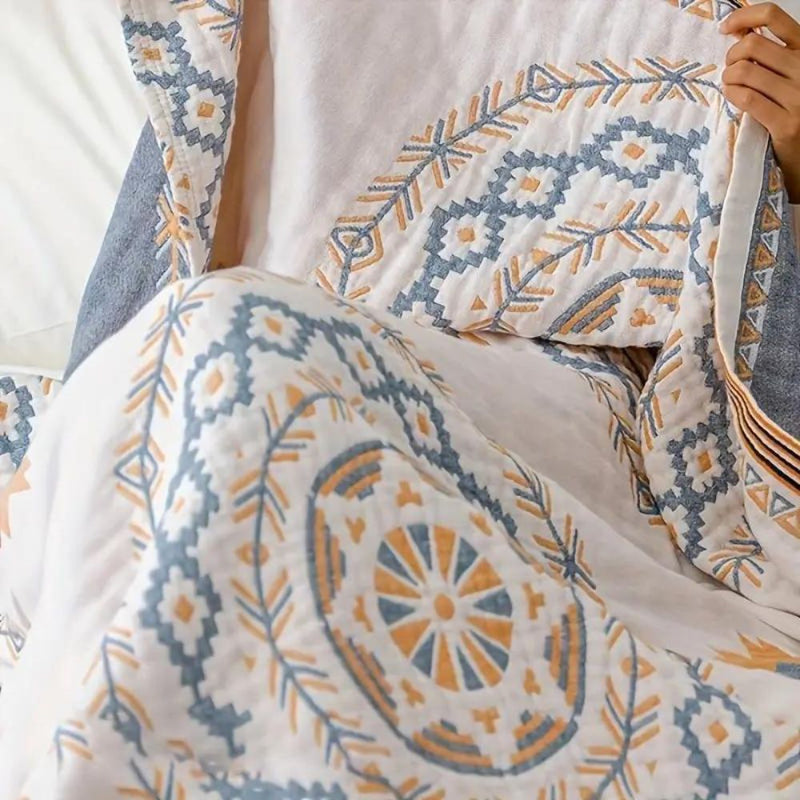 Coperta Decorativa in Cotone con Motivo Boho Geometrico | Tessalia