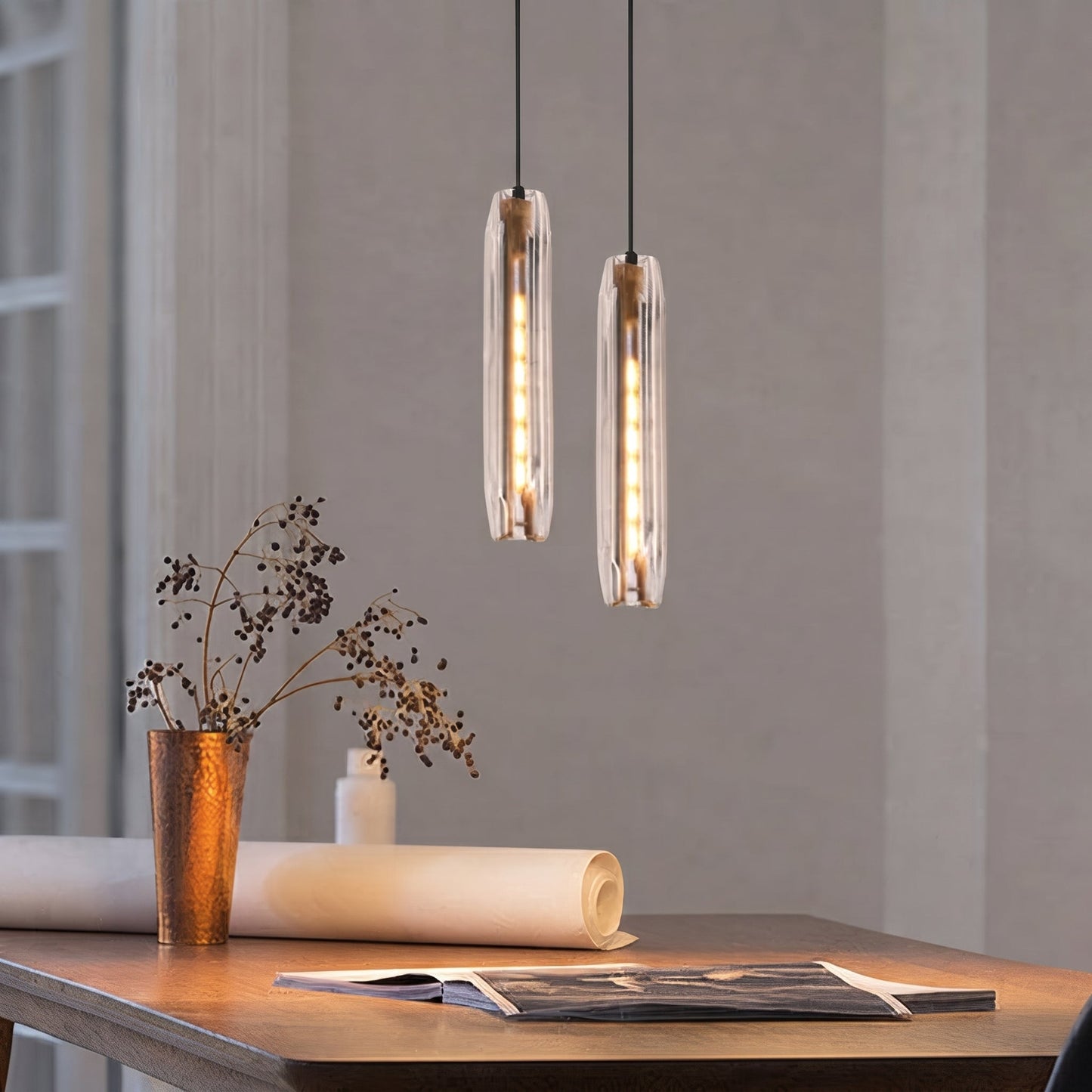 Lampada a Sospensione di Design in Ottone con Paralume in Vetro per Interni | Fioravilla