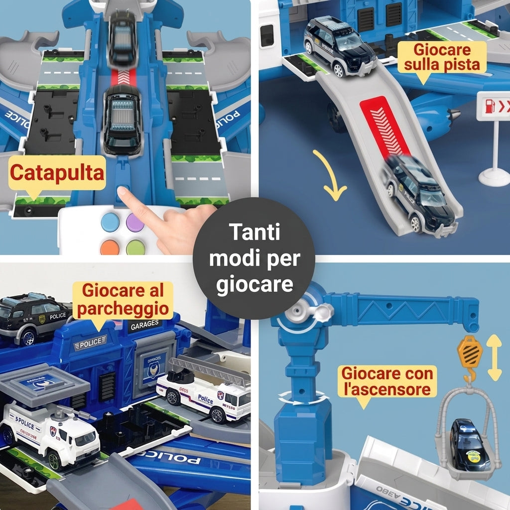 Aereo Passeggeri Trasformabile con Pista e Accessori Aeroporto | Fontelieta