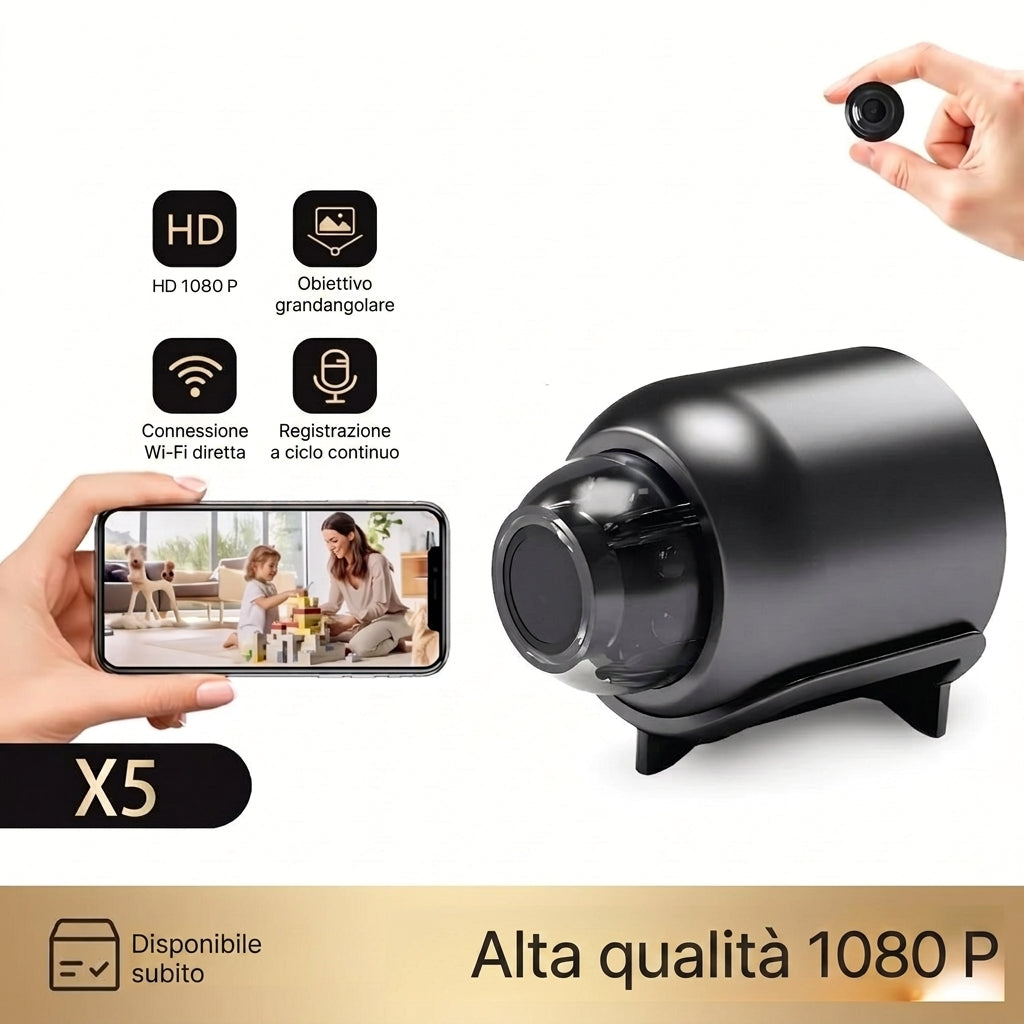 Mini Telecamera WiFi Full HD Interna Visione Notturna Rilevamento Movimento | Lucemelia