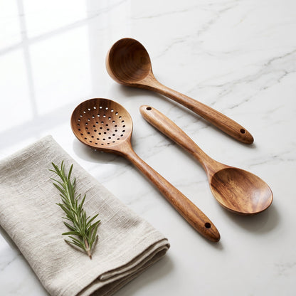 Set di Utensili da Cucina in Legno con Portautensili | Zyvarion