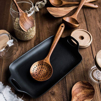 Set di Utensili da Cucina in Legno con Portautensili | Zyvarion