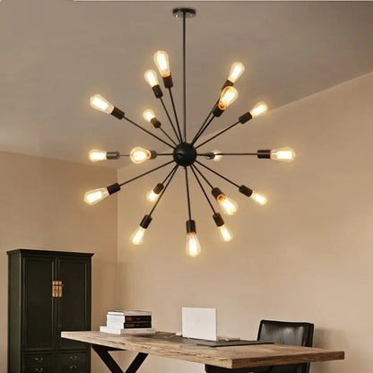 Lampadario Industriale Nero a Rami Multipli con E27 | Casalinda