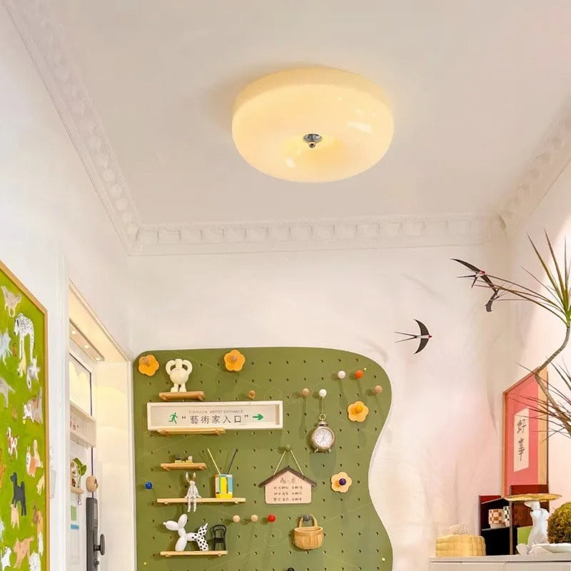 Lampada da Soffitto in Vetro Crema Moderna a Montaggio Diretto | Pietramonte