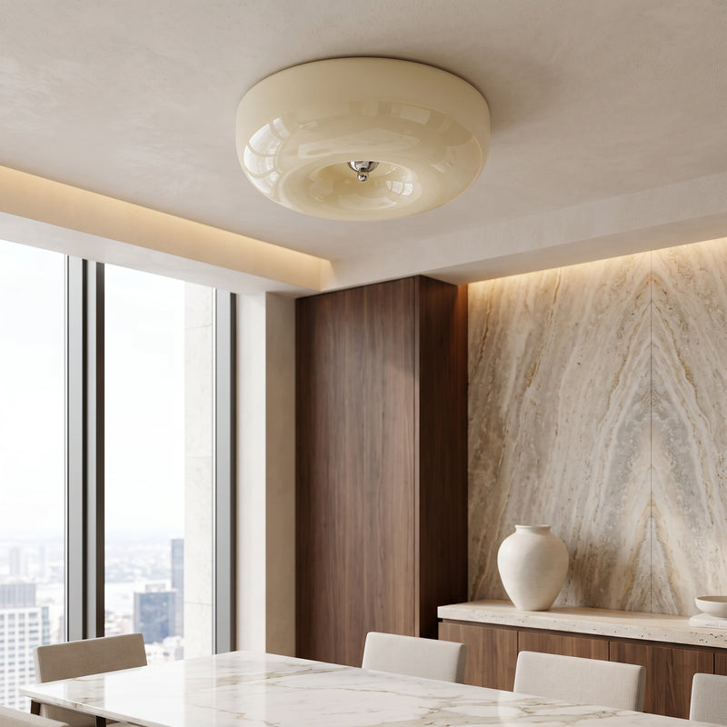 Lampada da Soffitto in Vetro Crema Moderna a Montaggio Diretto | Pietramonte