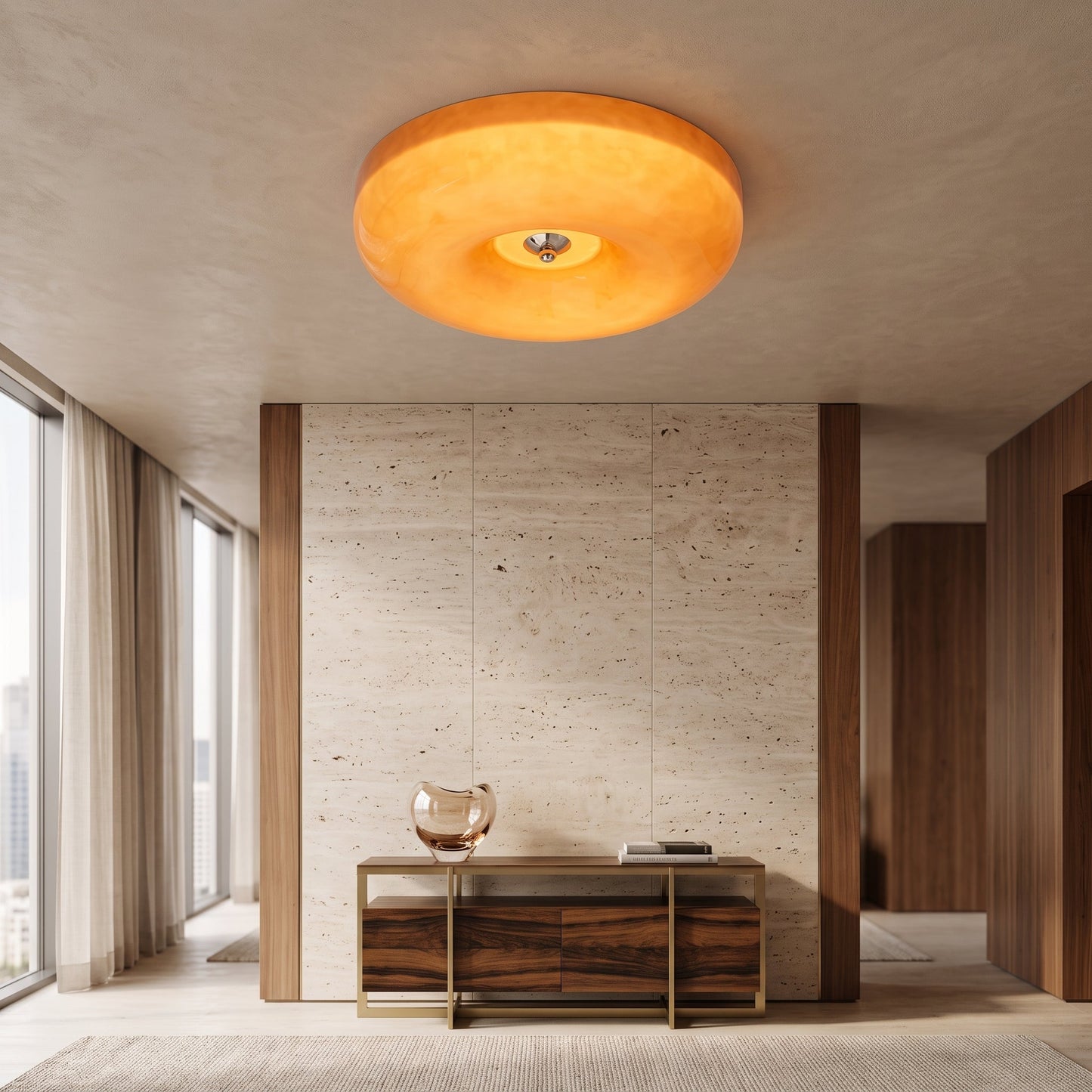 Lampada da Soffitto in Vetro Crema Moderna a Montaggio Diretto | Pietramonte