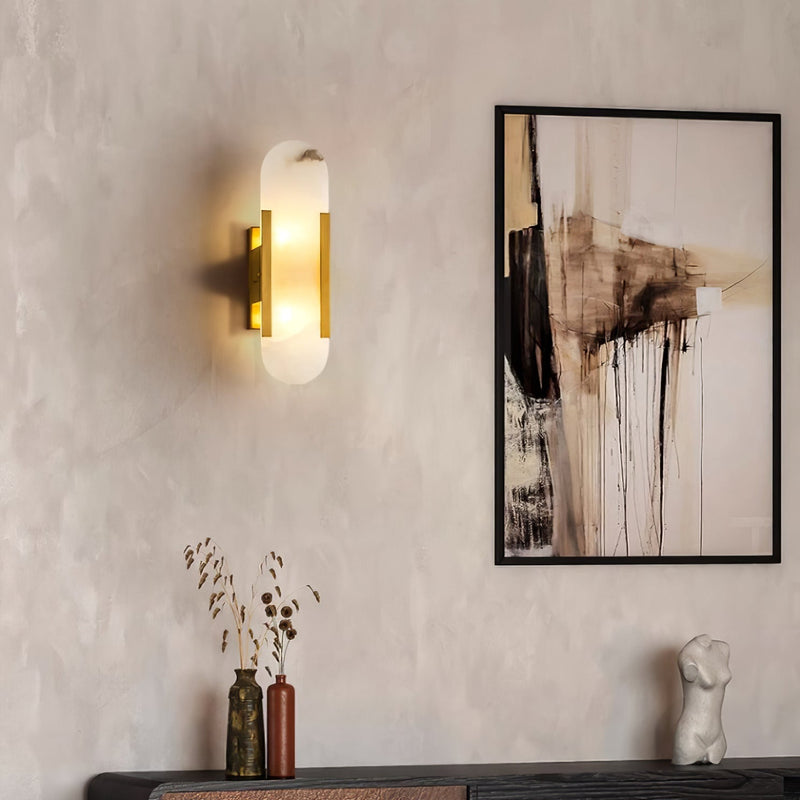 Applique da Parete LED Moderna in Marmo Naturale con Luce Doppia | Bellafiamm
