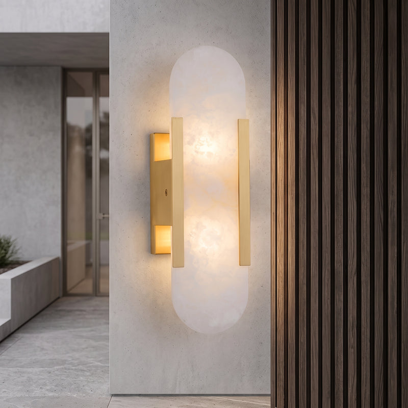 Applique da Parete LED Moderna in Marmo Naturale con Luce Doppia | Bellafiamm