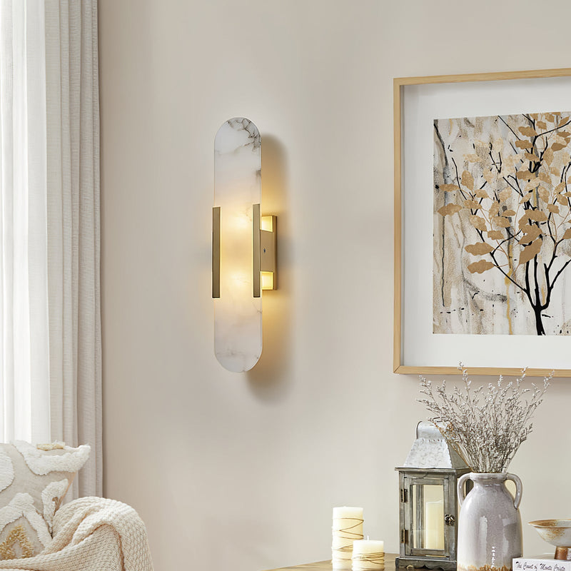 Applique da Parete LED Moderna in Marmo Naturale con Luce Doppia | Bellafiamm