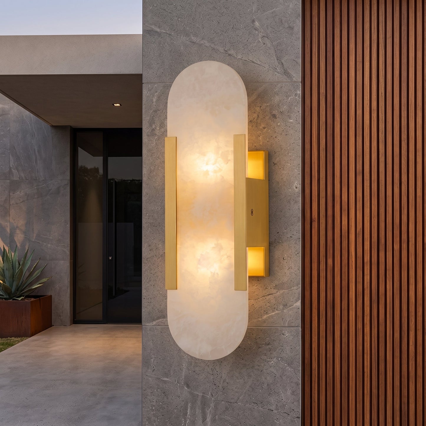 Applique da Parete LED Moderna in Marmo Naturale con Luce Doppia | Bellafiamm