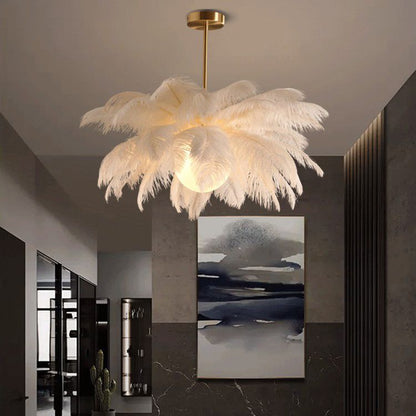 Lampadario a Sospensione di Lusso con Piume Decorative | Valladimora