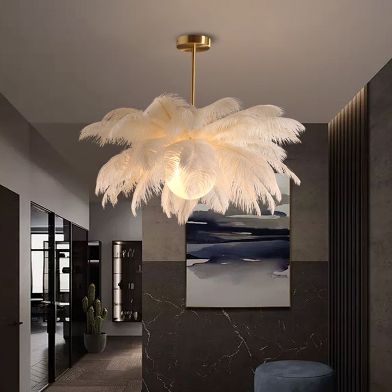 Lampadario a Sospensione di Lusso con Piume Decorative | Valladimora
