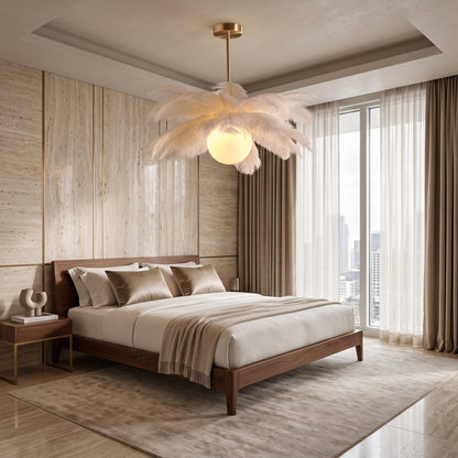 Lampadario a Sospensione di Lusso con Piume Decorative | Valladimora