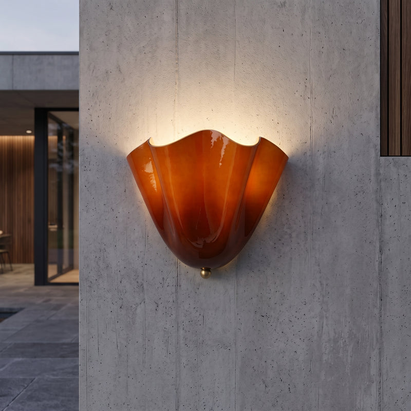 Applique da Parete Vintage in Vetro Ambra con Doppia Luce | Fontelucea