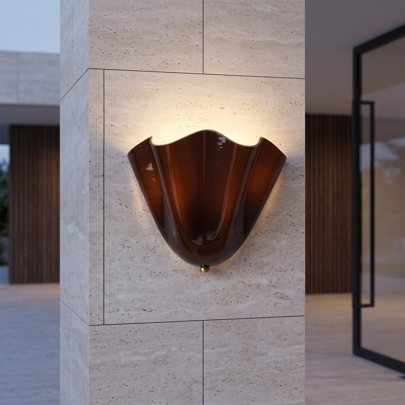 Applique da Parete Vintage in Vetro Ambra con Doppia Luce | Fontelucea