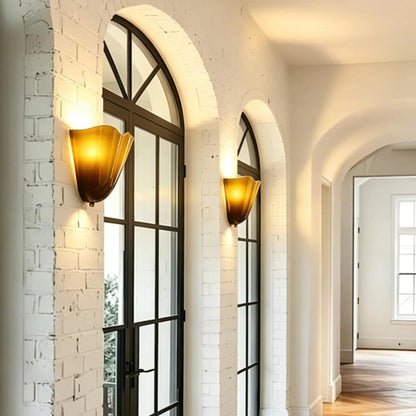 Applique da Parete Vintage in Vetro Ambra con Doppia Luce | Fontelucea