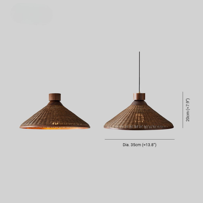 Lampada a sospensione LED in rattan con design retrò e forma conica | Cielodoro