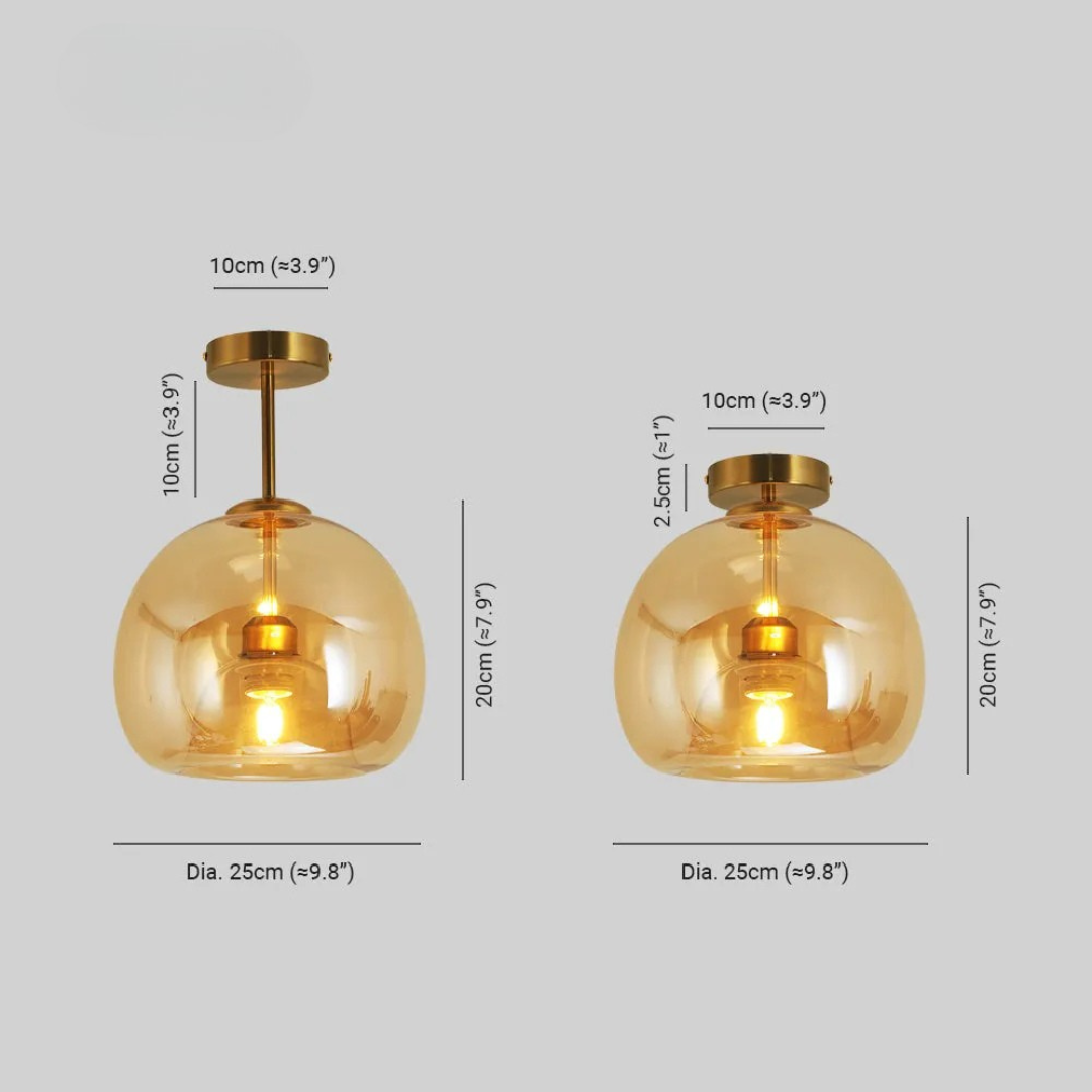 Lampada In Vetro A Sospensione Semi Plafoniera Con Struttura Metallica E Design A Calice Rovesciato | Chiaravilla