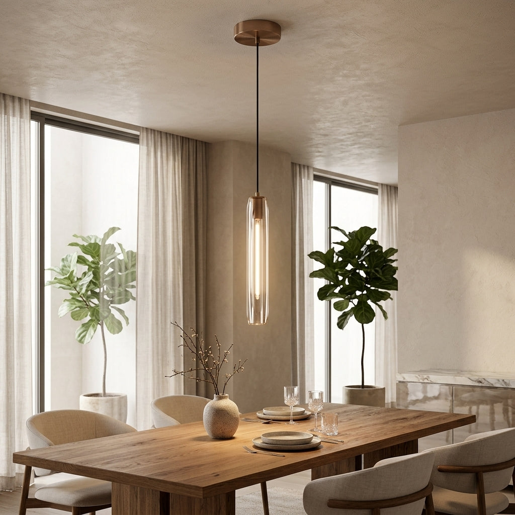 Lampada a Sospensione di Design in Ottone con Paralume in Vetro per Interni | Fioravilla