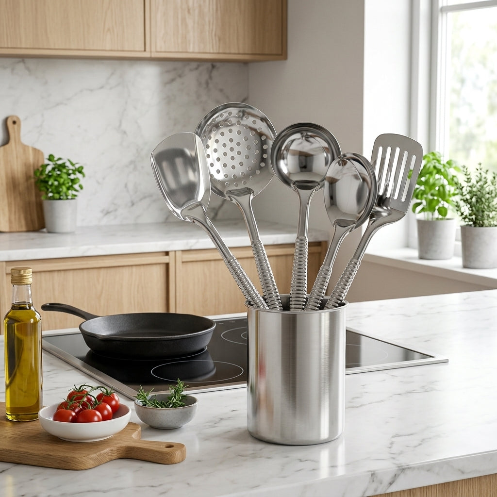 Set Utensili da Cucina in Acciaio Inox con Manico Ergonomico | Ferravico