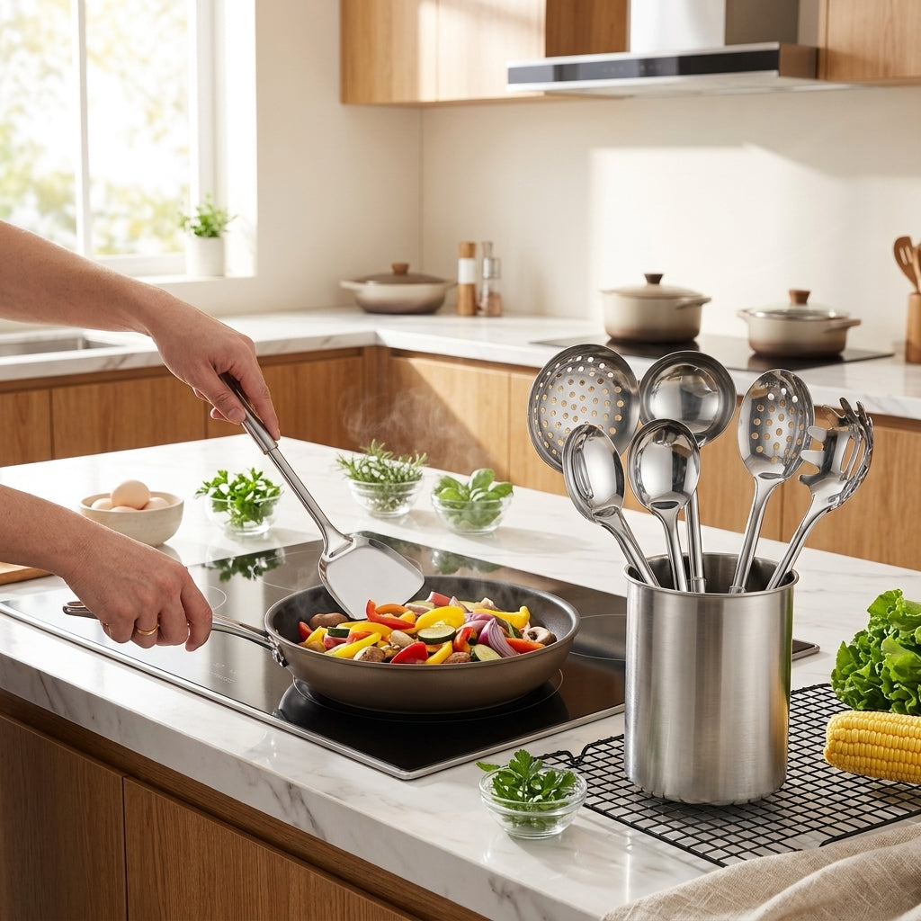 Set Utensili da Cucina in Acciaio Inox con Manico Ergonomico | Ferravico