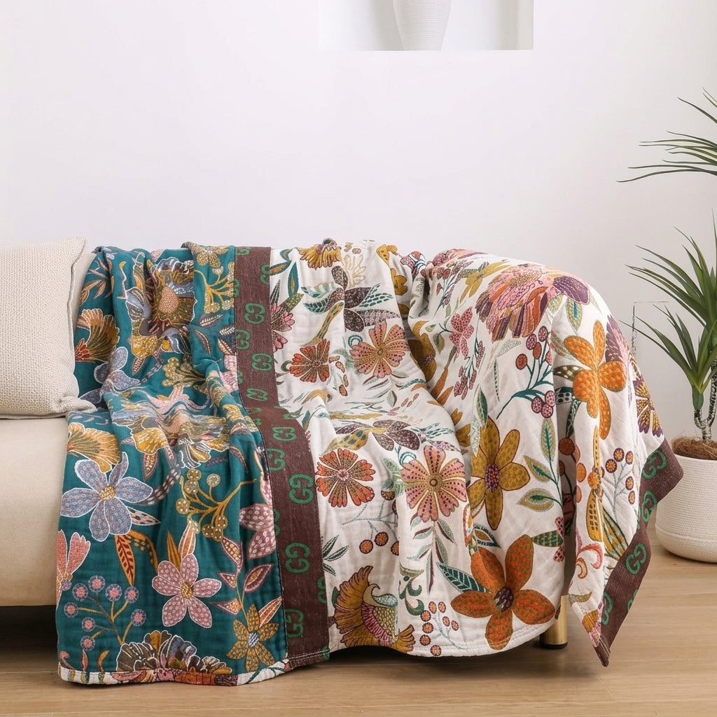 Coperta Decorativa Boho in Garza di Cotone per Letto e Divano | Fiormora