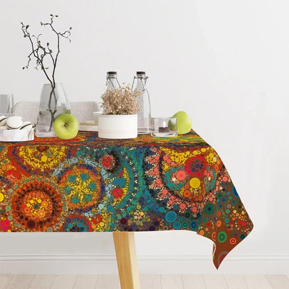 Tovaglia Rettangolare Boho Impermeabile con Frange Decorative | Tavoliera