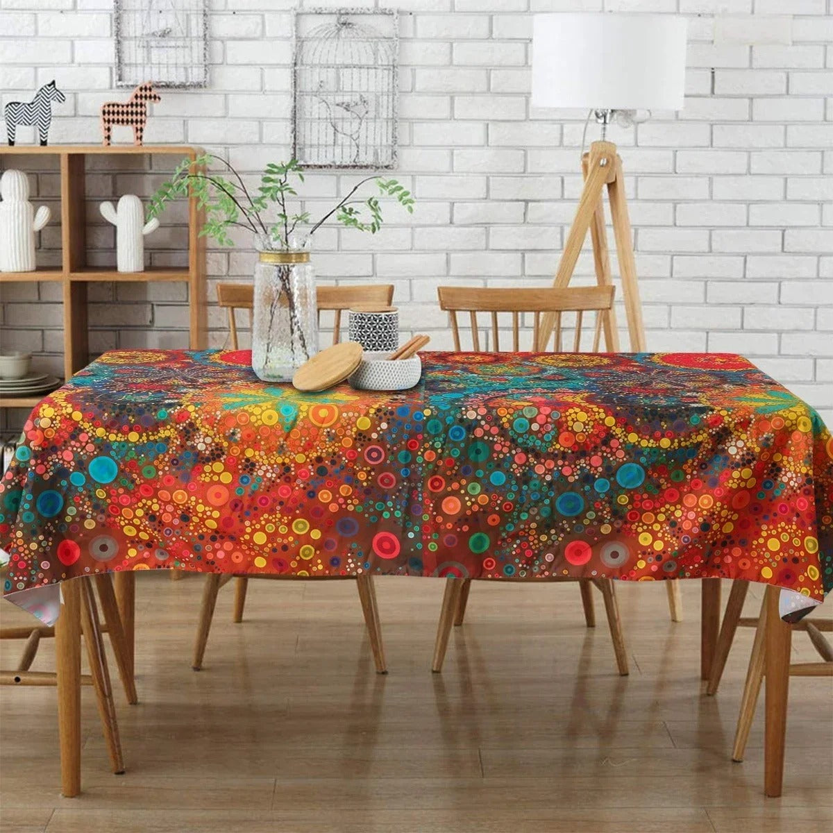 Tovaglia Rettangolare Boho Impermeabile con Frange Decorative | Tavoliera