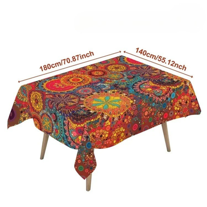 Tovaglia Rettangolare Boho Impermeabile con Frange Decorative | Tavoliera