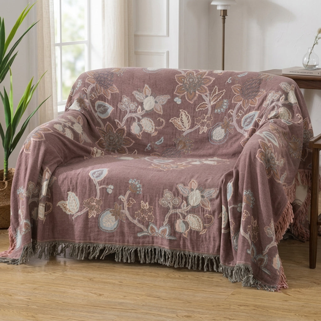 Coperta Estiva Floreale in Cotone per Letto e Divano | Fiorsera