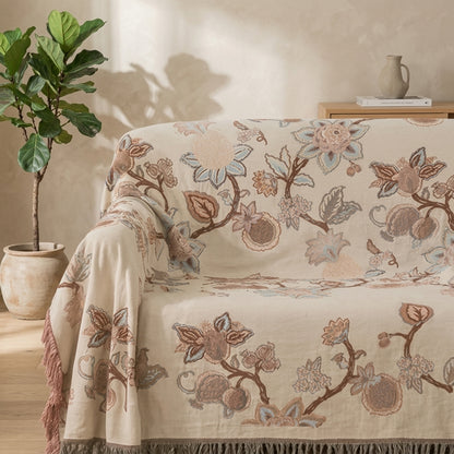 Coperta Estiva Floreale in Cotone per Letto e Divano | Fiorsera