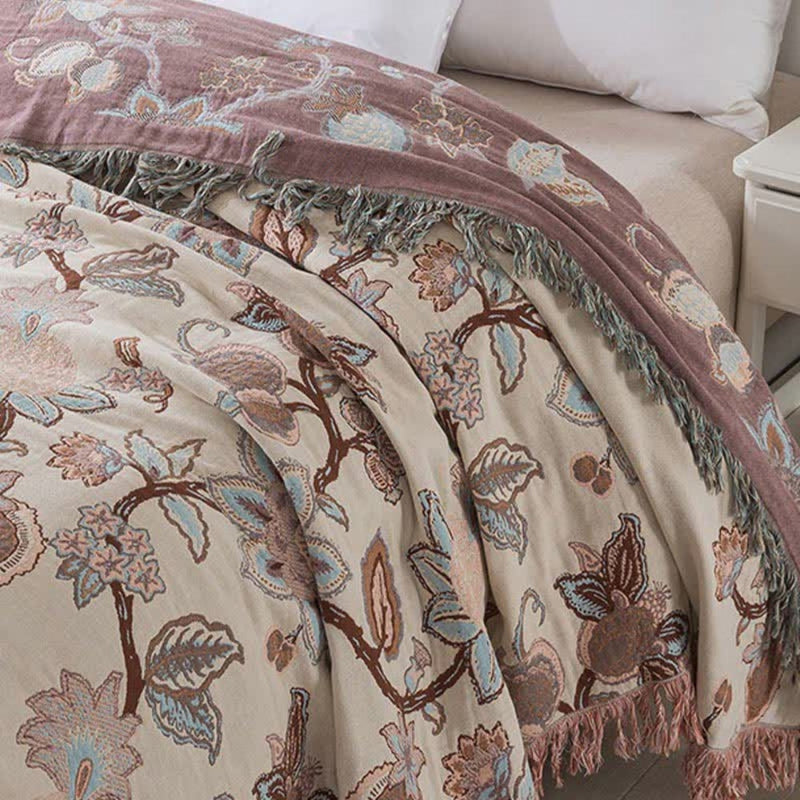 Coperta Estiva Floreale in Cotone per Letto e Divano | Fiorsera