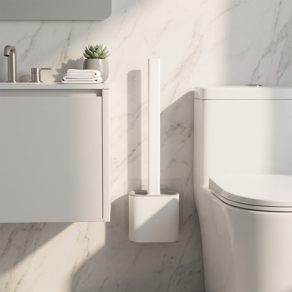 Spazzola per WC in Silicone con Supporto Adesivo da Parete | Puliviva
