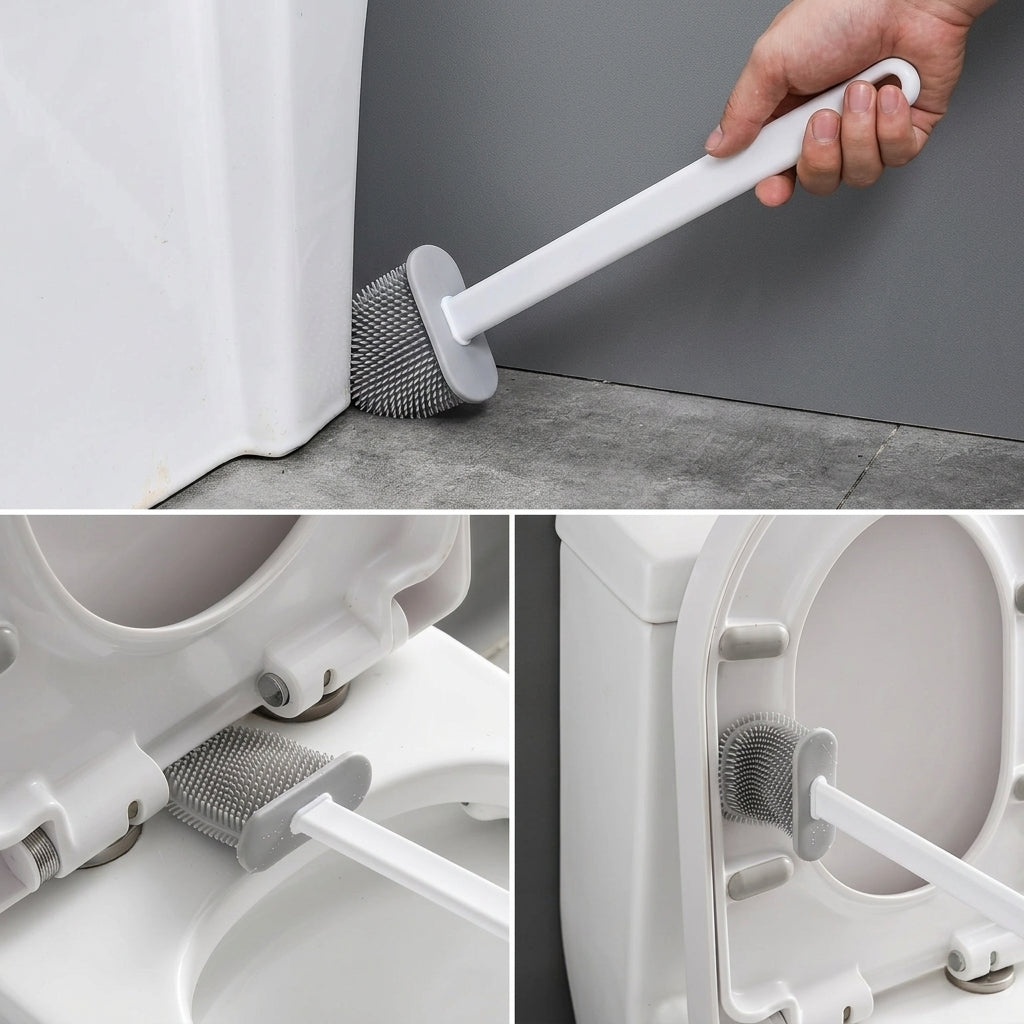 Spazzola per WC in Silicone con Supporto Adesivo da Parete | Puliviva