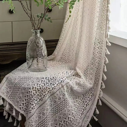 Tenda Boho Velata con Frange Decorative e Motivo Geometrico | Velaseta