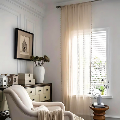 Tenda Boho Velata con Frange Decorative e Motivo Geometrico | Velaseta