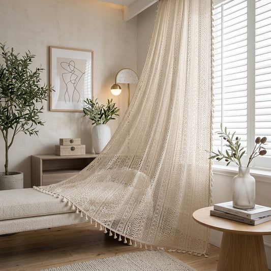 Tenda Boho Velata con Frange Decorative e Motivo Geometrico | Velaseta