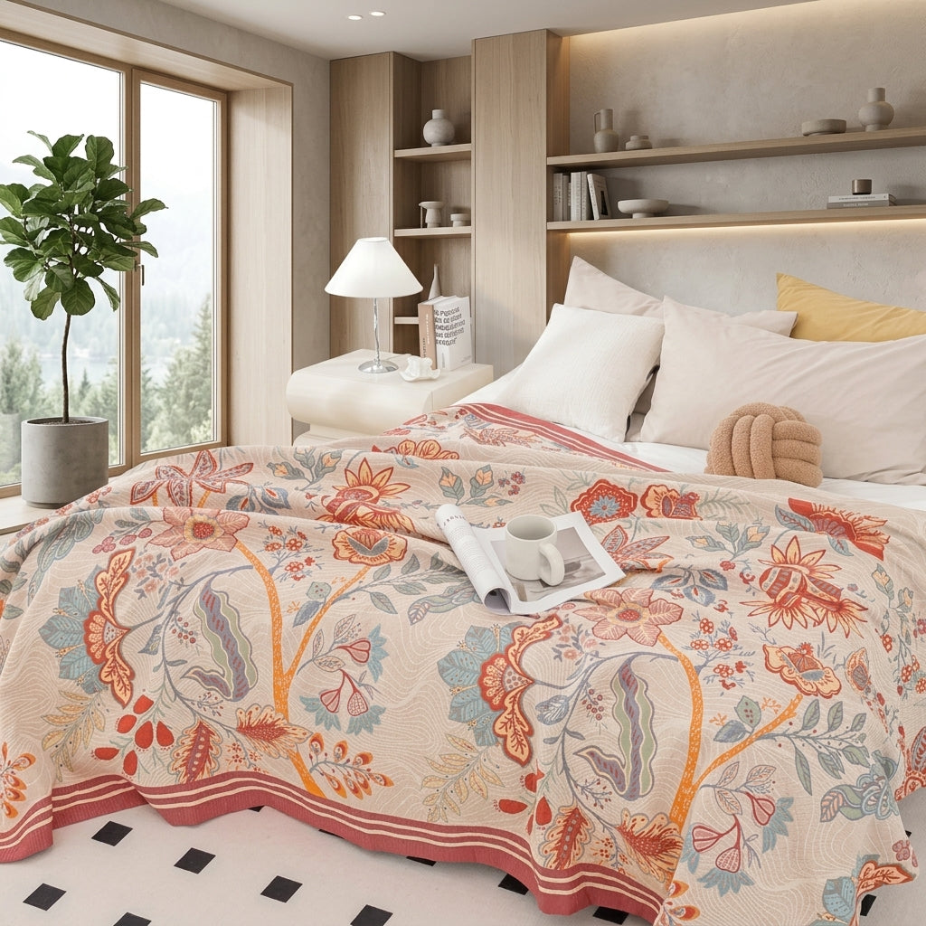 Coperta Floreale Reversibile per Letto Divano | Fiorenza