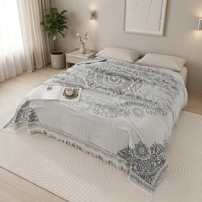 Coperta Boho Reversibile con Frange Decorative | Bellavira