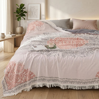Coperta Boho Reversibile con Frange Decorative | Bellavira