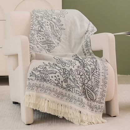 Coperta Boho Reversibile con Frange Decorative | Bellavira