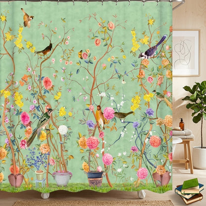 Tenda Doccia Floreale Uccelli Impermeabile | Fioravela