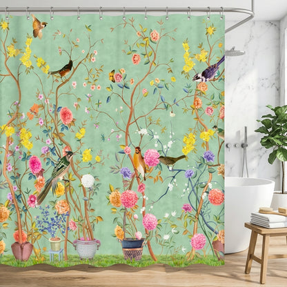 Tenda Doccia Floreale Uccelli Impermeabile | Fioravela