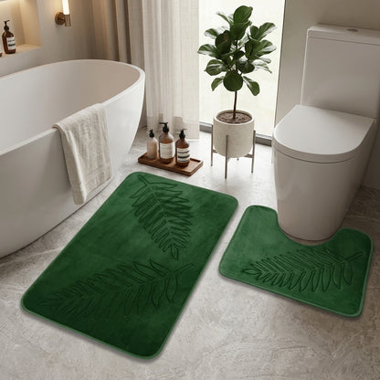 Set Tappetini Bagno Foglie Antiscivolo Assorbenti Morbidi | Verdeluce