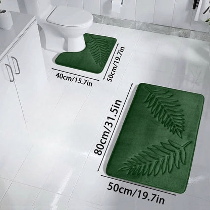 Set Tappetini Bagno Foglie Antiscivolo Assorbenti Morbidi | Verdeluce