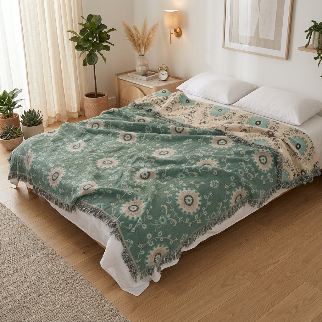 Coperta Mandala Reversibile Cotone Divano Letto Estiva | Bellafonte