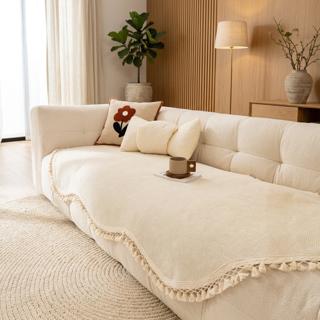Copridivano Chenille Reversibile Frange Antiscivolo Decorativo Morbido | Casabella