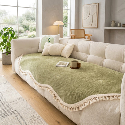 Copridivano Chenille Reversibile Frange Antiscivolo Decorativo Morbido | Casabella