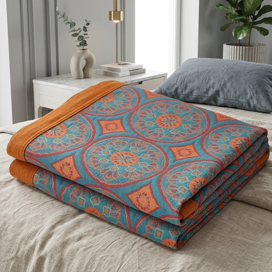 Coperta Estiva Reversibile Cotone Foglie Ginkgo Elegante | Montelina